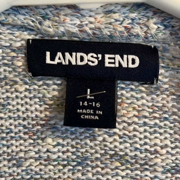Lands End Knit Chunky Open Front Variegated Rainbow Cardigan‎ Women’s Size Large - Picture 5 of 6